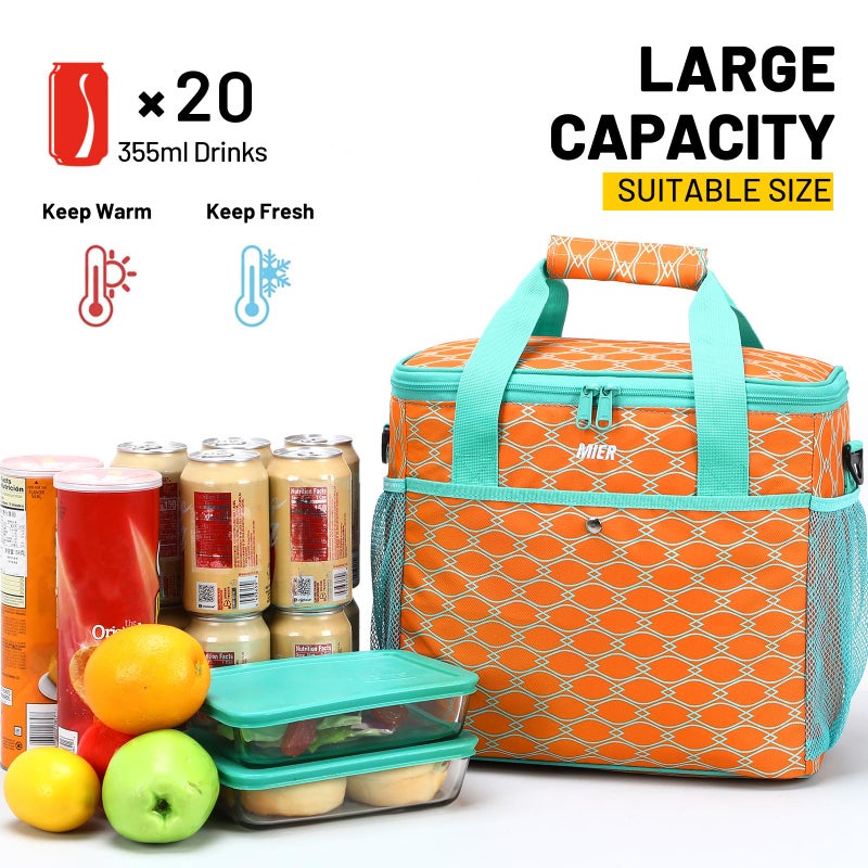MIER 18L Large Soft Cooler Insulated Picnic Bag for Grocery, Camping, Car, Bright Orange Color - Image 5